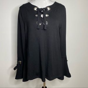 INC International Concepts NWT deep black night Ryder lace up top size large